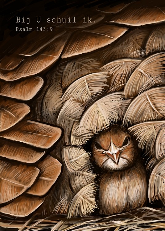 Canvas op hout Bij U schuil ik