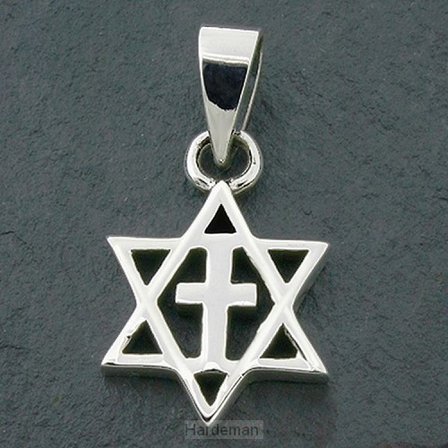 Silver pendant star of david/cross 17x17