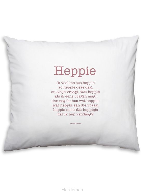 Heppie, gedicht op kussensloop