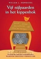 Vijf nijlpaarden in het kippenhok