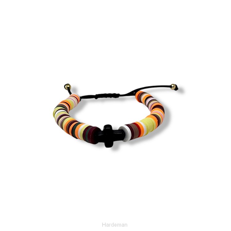Trekkoord armband gekleurde kralen  mix