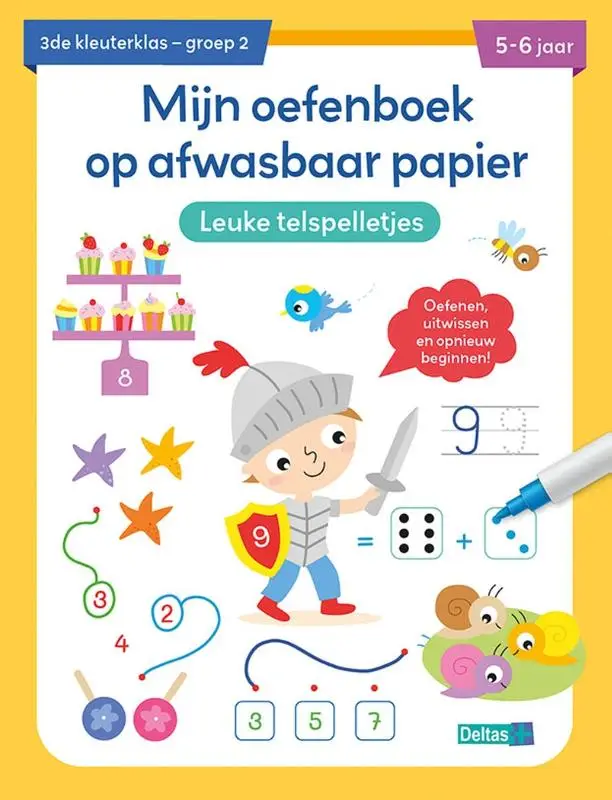 Mijn oefenboek op afwasbaar papier / Leuke telspelletjes 5-6 jaar