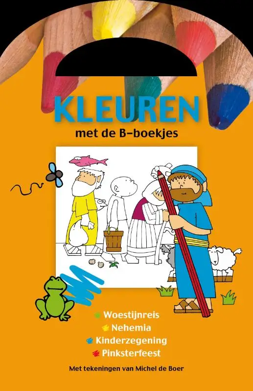 Kleurboek B-boekje oranje met handvat