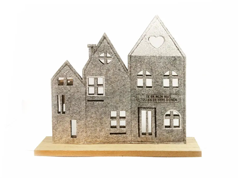 vilten (kerst)huisjes tafeldecoratie
