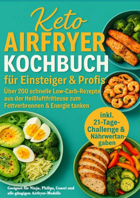 Keto Airfryer Kochbuch für Einsteiger & Profis: Über 200 schnelle Low-Carb-Rezepte aus der Heißluftfritteuse zum Fettverbrennen & Energie tanken