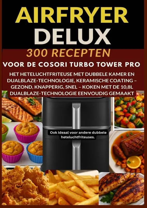 Airfryer Deluxe: 300 recepten voor de COSORI Turbo Tower Pro - het heteluchtfriteuse met dubbele kamer en DualBlaze-technologie, keramische coating