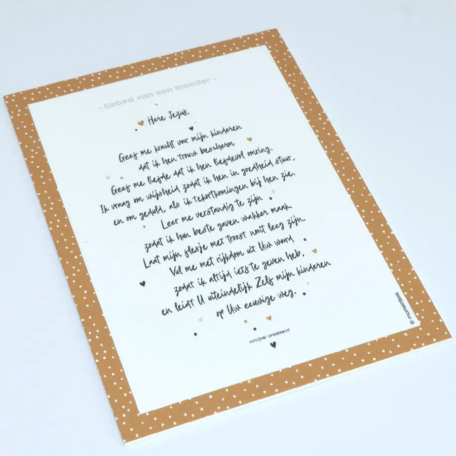 Tekstbord a5 gebed van een moeder gold