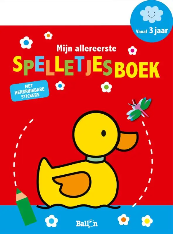 Spelletjesboek met stickers rood 2+
