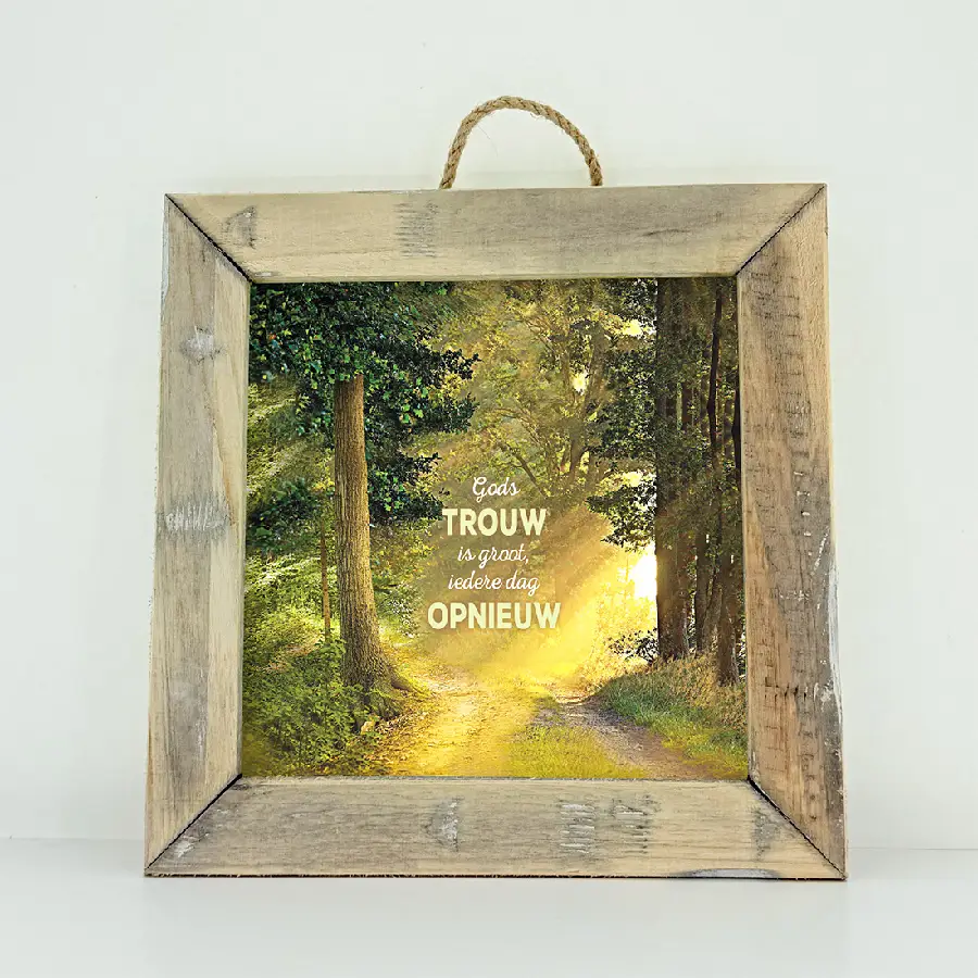 Schilderij vierkant Gods trouw is groot