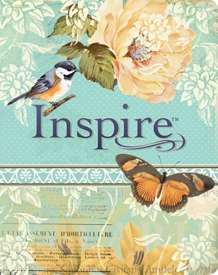 NLT inspire bible leatherlike blue/cre