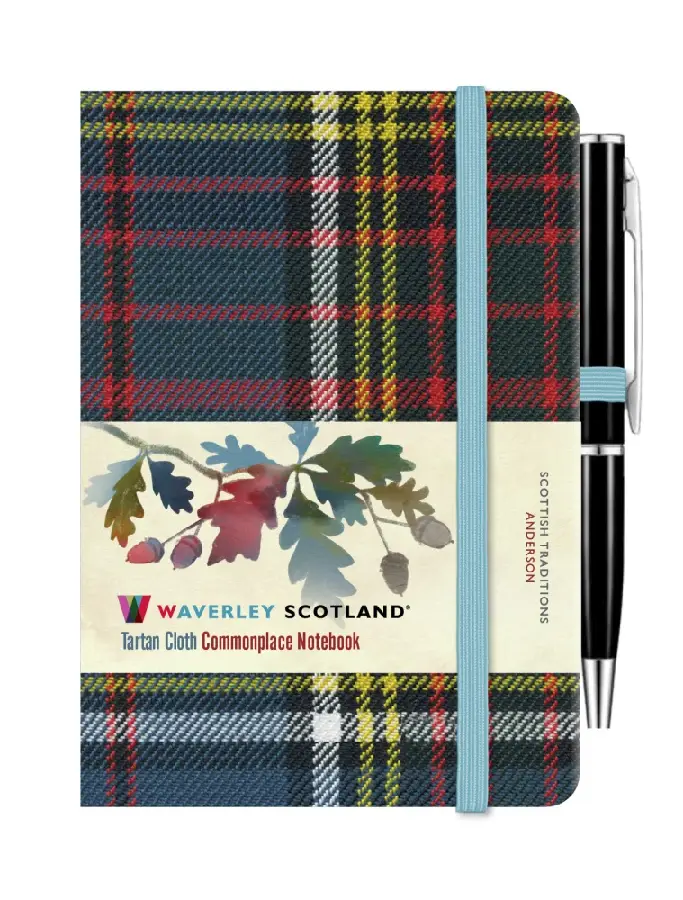 Waverley Anderson Tartan cloth mini notebook with pen