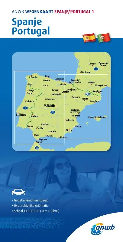 ANWB Wegenkaart Spanje/Portugal 1. Spanje/Prtugal