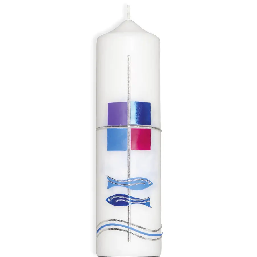 Kaars regenboog/vissen 22cm