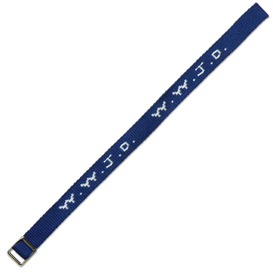 W w j d armbandje geweven lichtblauw