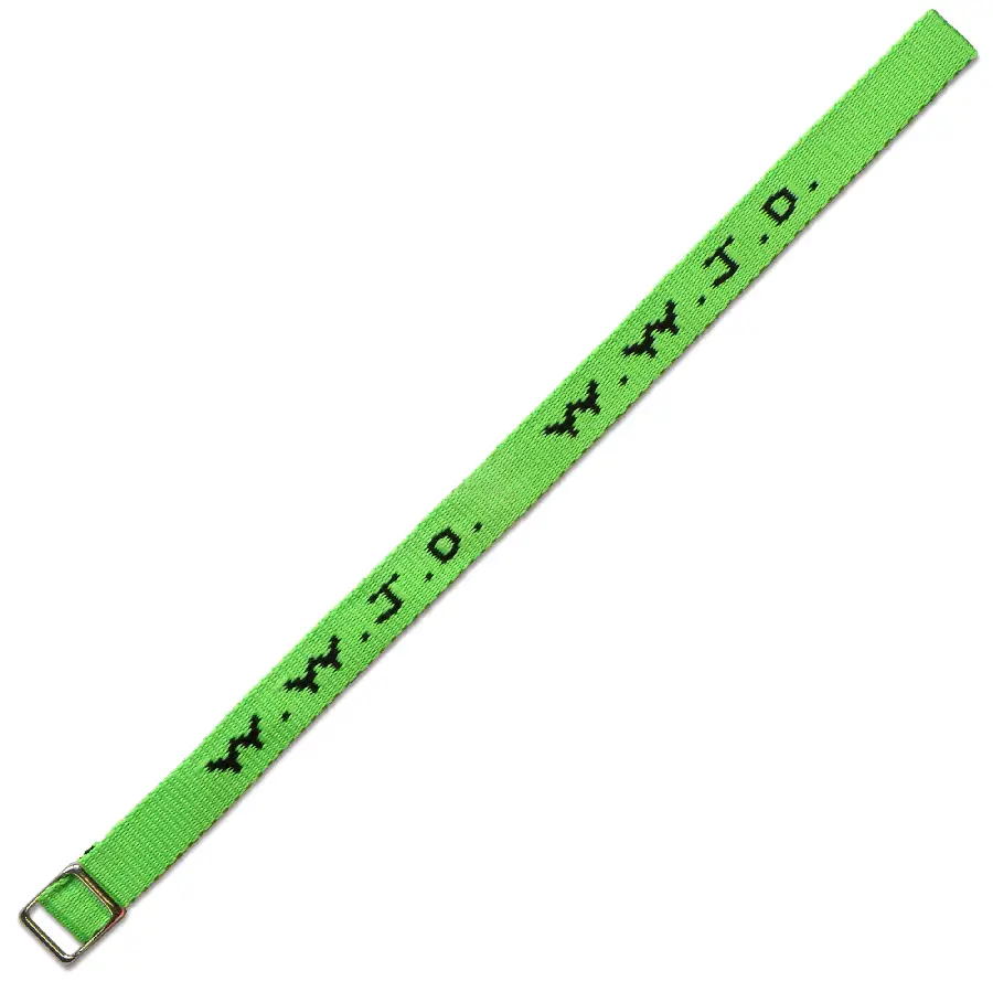 W w j d armbandje geweven neon groen