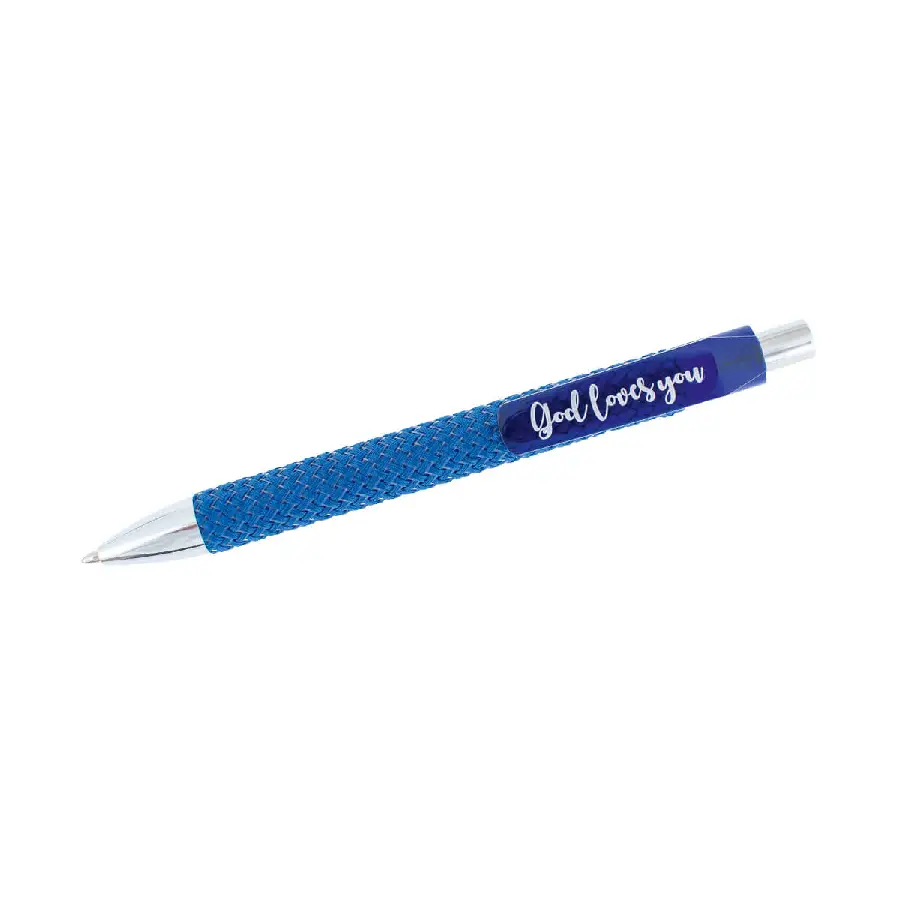 Pen God loves you blauw
